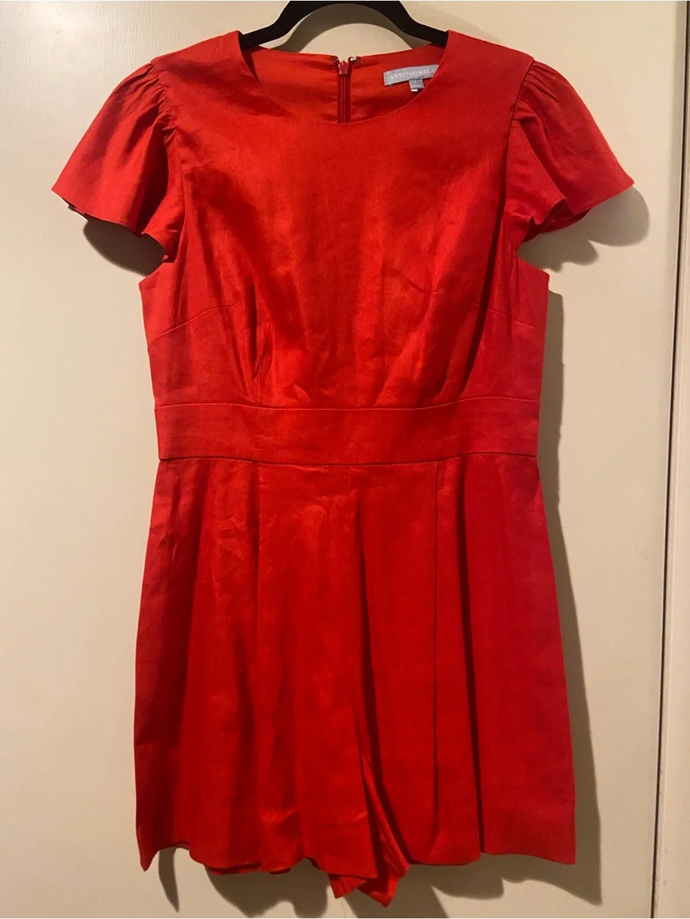 ANTONIO MELANI Size 4 Linen Blend Red Romper; Classy 4th of July Outfit! - Picture 2 of 6
